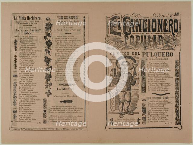 El cancionero popular, num. 18 (The Popular Songbook, No. 18), 1910. Creator: José Guadalupe Posada.