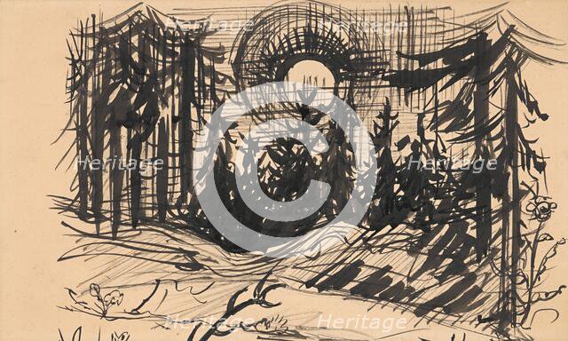 Sunset in the forest, 1930-1939. Creator: Arnold Peter Weisz-Kubincan.