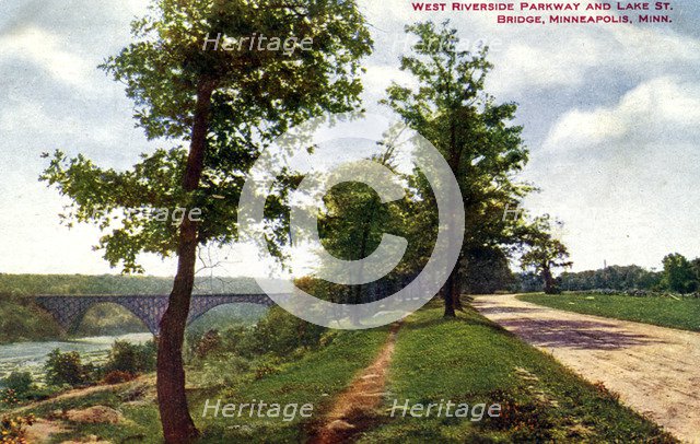 West Riverside and Lake Street Bridge, Minneapolis, Minnesota, USA, 1910. Artist: Unknown