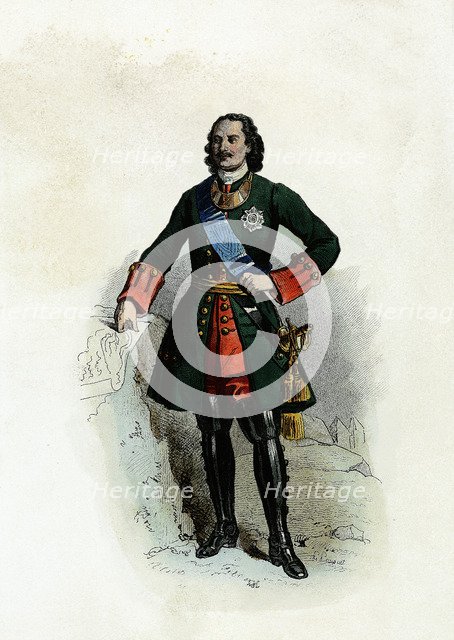 Peter I the Great (1672-1725). Tsar of Russia, engraving, 1870.