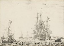 Dutch Ships near the Coast, early 1650s. Creator: Willem van de Velde I.