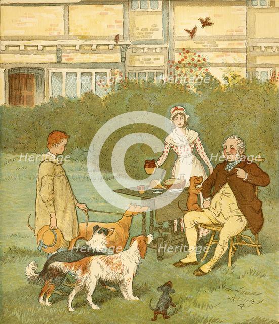The Farmer's Boy with his master's dogs, c1881. Creator: Randolph Caldecott.