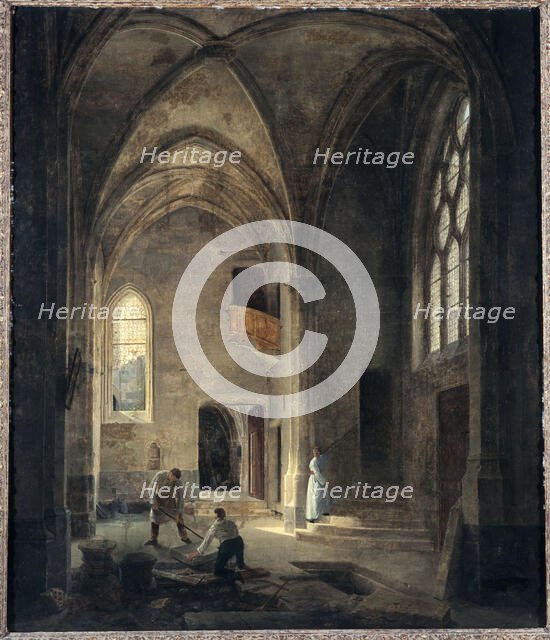 Interior view of the Saint-Benoit-le-Bestoune church: the Saint-Pierre or Tournelle chapel, 1832. Creator: Louis Courtin.