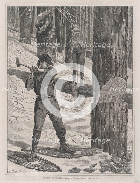 Lumbering in Winter (Every Saturday, Vol. II, New Series), January 28, 1871. Creator: John Parker Davis.