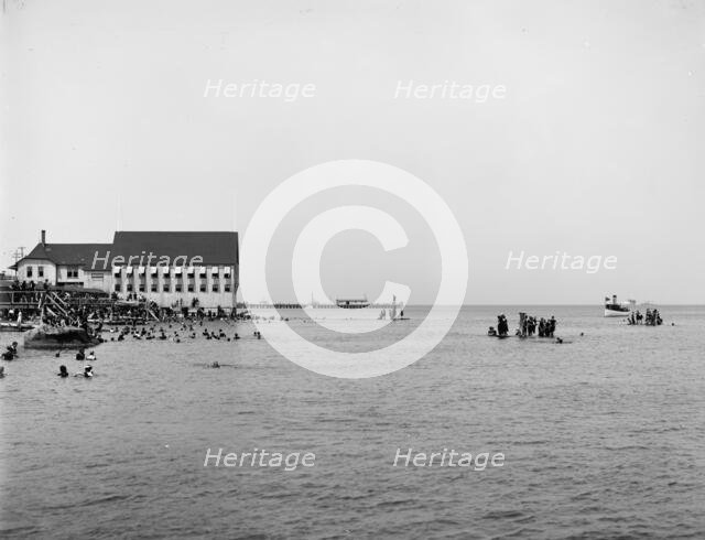Bathers at Cottage City, Martha's Vineyard, between 1900 and 1906. Creator: Unknown.