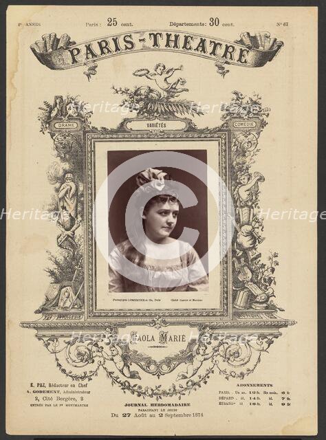 Paris Theatre: Paola Marie, 1874. Creator: Gaston & Mathieu & Cie.