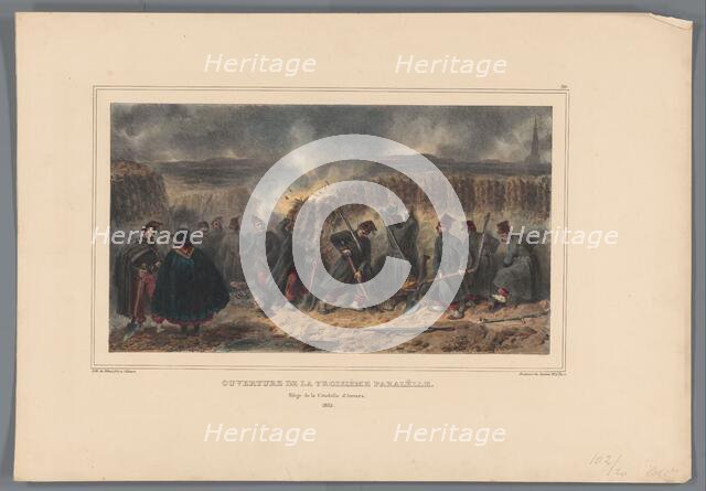 Soldiers dig a trench, 1832, (1833).  Creator: Auguste Raffet.