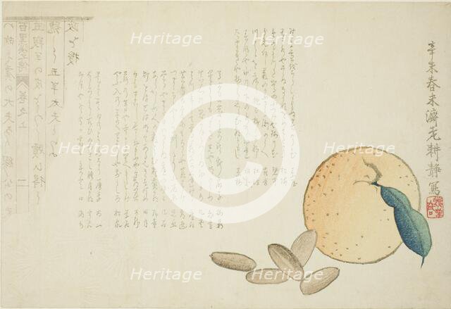 Tangerine and Chinese Legend, Japan, spring 1871. Creator: Kosei.