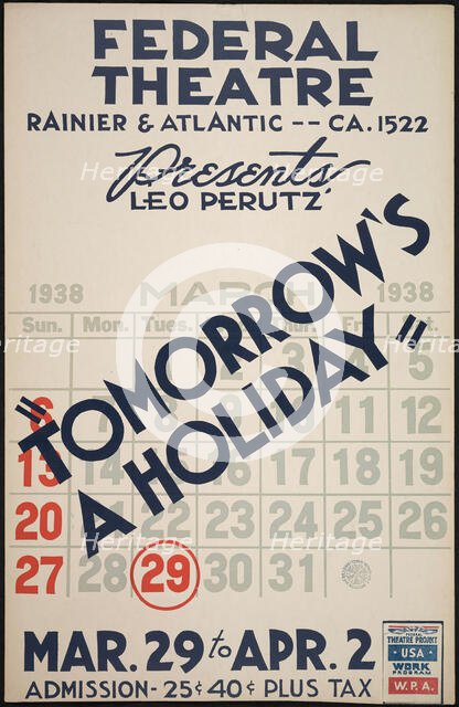 Tomorrow's A Holiday, Seattle, 1938. Creator: Unknown.