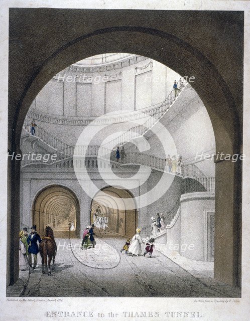 Entrance to the Thames Tunnel at Wapping, London, 1836. Artist: Anon