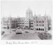 Bombay, Victoria Terminus Station-G.I.P.R, Late 1860s. Creator: Samuel Bourne.