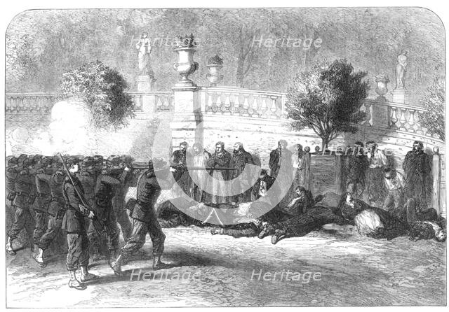 Shooting Communist prisoners in the Garden of the Luxembourg, 1871. Creator: Unknown.