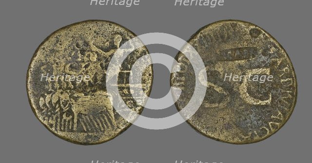 Sestertius (Coin) Depicting an Elephant Quadriga, 34-35. Creator: Unknown.