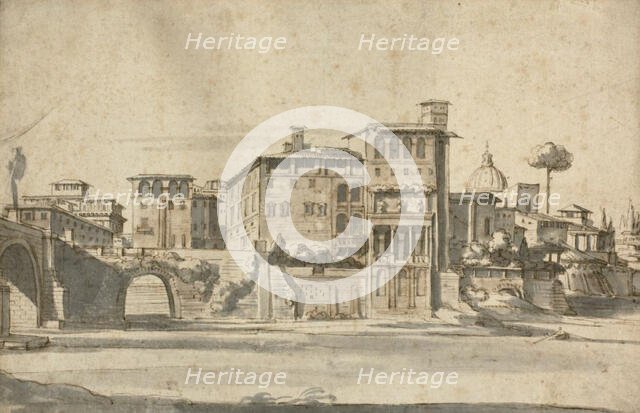 Houses on the Tiber, n.d. Creator: Gaspar van Wittell.