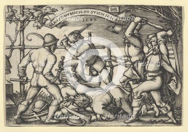 Peasants' Brawl, from The Peasants' Feast or the Twelve Months, 1547. Creator: Sebald Beham.