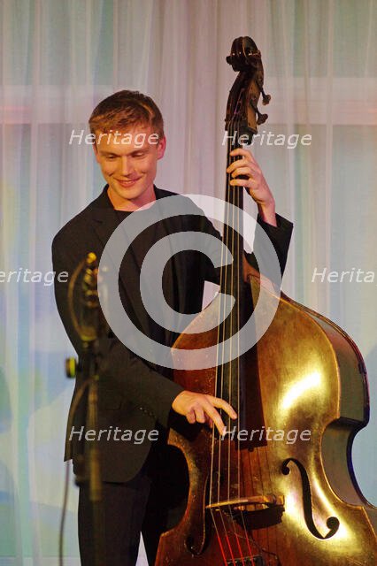 Will Sach, Joe Farnsworth-Sara Hanahan Quartet, Watermill Jazz Club, Dorking, Surrey, July 2024. Creator: Brian O'Connor.