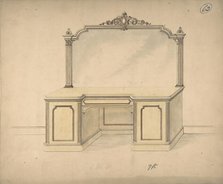 Design for a Desk with Mirror, 1841-84. Creator: Charles Hindley & Sons.