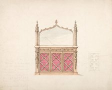 Design for a Gothic Style Mirrored Cabinet, early 19th century. Creator: Anon.