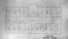 Plan of the second floor of the White House, between 1889 and 1906. Creator: Frances Benjamin Johnston.