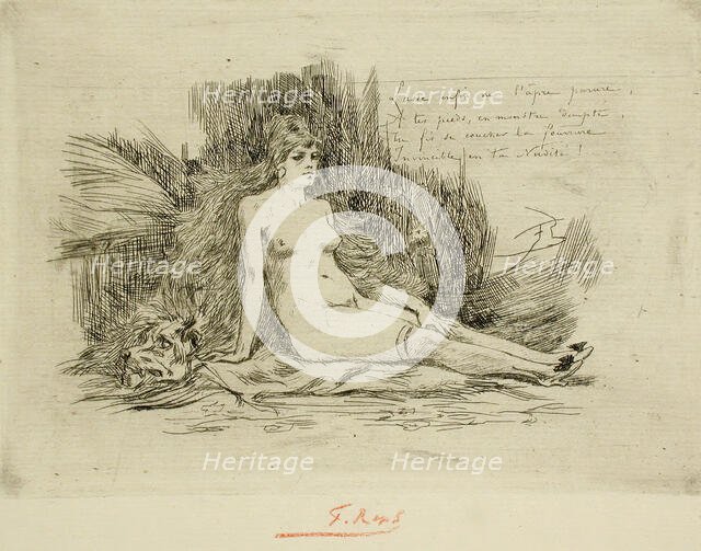 La Grande Femme à la fourrure, assise, 1878. Creator: Félicien Rops.