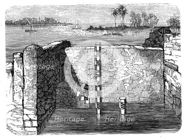 Remains of a Nilometer, an ancient device for measuring the annual inundation of the Nile, c1885. Artist: Unknown