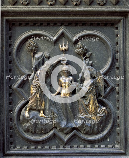 Baptism of Christ', 1329-1336. Bronze relief on the south portal of the Baptistery of the Florenc…