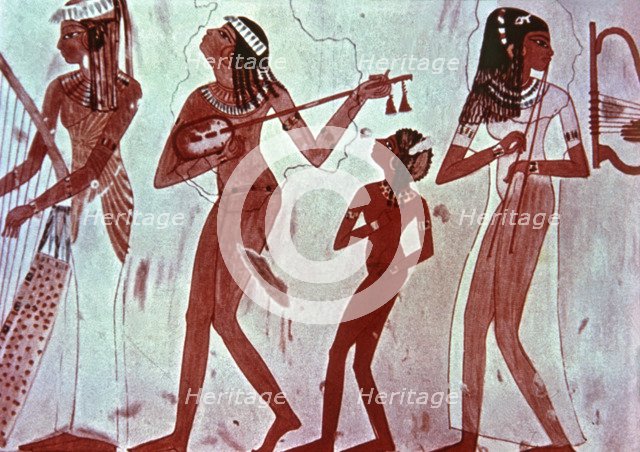 Dancers and musicians, fresco in the chapel of Djeser - Kare - Somb.