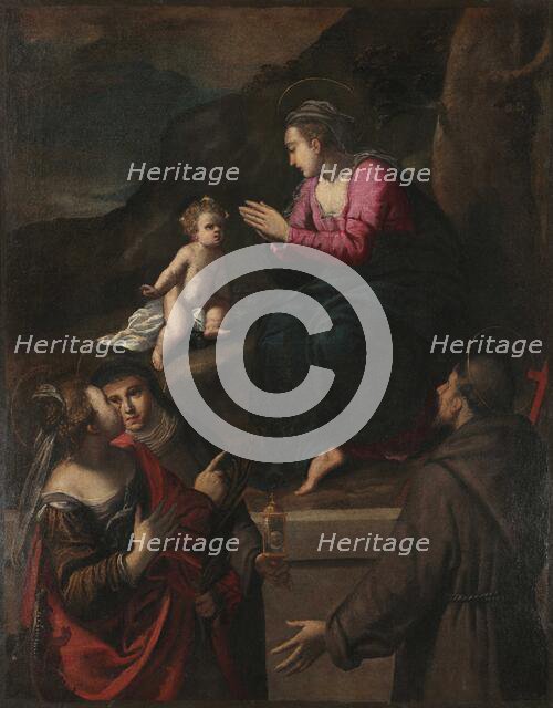 Madonna di Reggio with Saints Margaret, Clare and Francis, ca. 1600. Creator: Scarsellino (Scarsella), Ippolito (1551-1620).