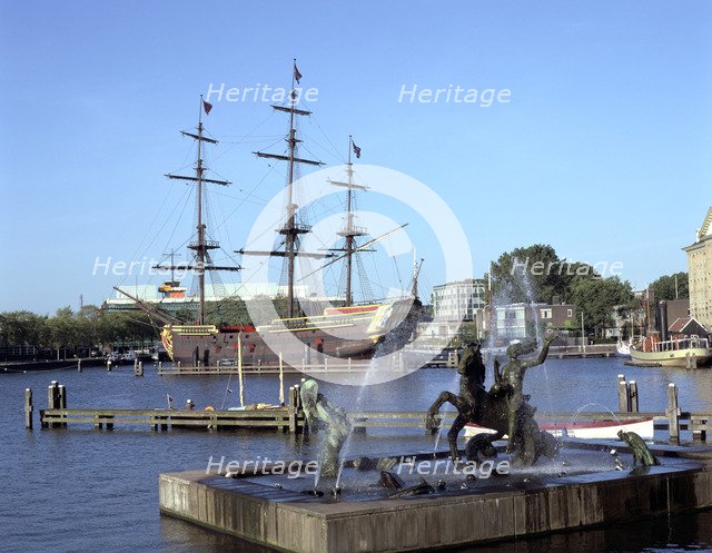 Replica Dutch East Indiaman at Scheepvaart Museum, Amsterdam, Netherlands