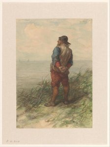 Sailor looking out to sea from the dunes, 1836-1892. Creator: Elchanon Verveer.