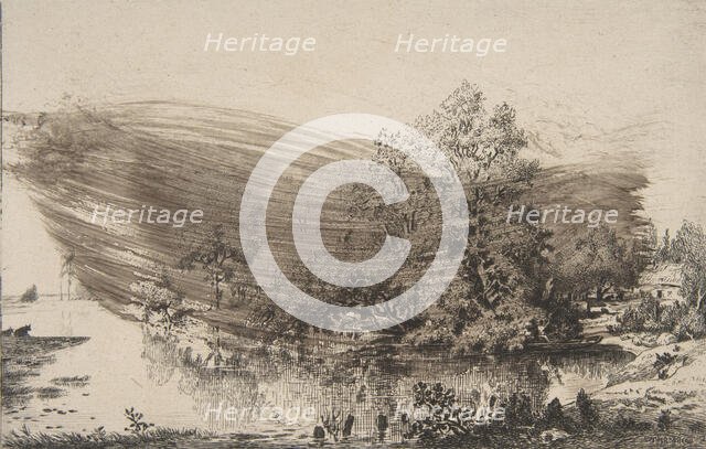 Métairie sur les bords de l'Oise, 1868. Creator: Felix Bracquemond.