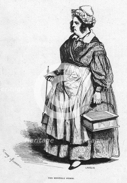 The monthly nurse, 19th century. Artist: Lavieille