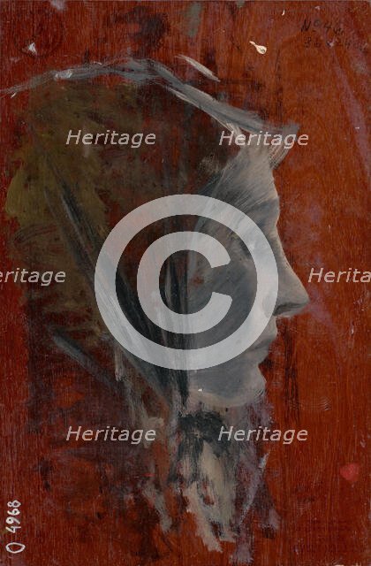 Study of Female Head from Profile, 1880-1900. Creator: Ladislav Mednyanszky.