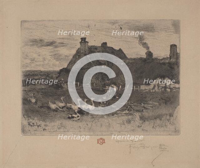 Les Petites Chaumieres, 1878. Creator: Felix Hilaire Buhot.