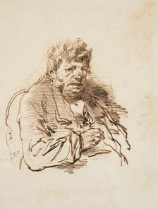 Head of an Old Man, 1858. Creator: Paul Gavarni (French, 1804-1866).