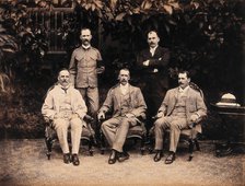 The five members of the Bombay Plague Committee, three sitting, two standing, 1897. Creator: Captain C  Moss.