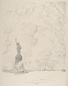 The Statue, New York Bay, 1910. Creator: Joseph Pennell.