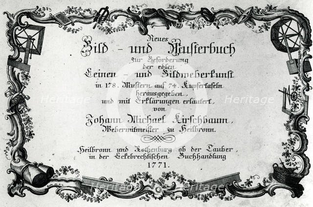 Neues Bild-und Musterbuch (New Picture and Sample Book), Germany, 1771. Creator: Johann Michael Kirschbaum.