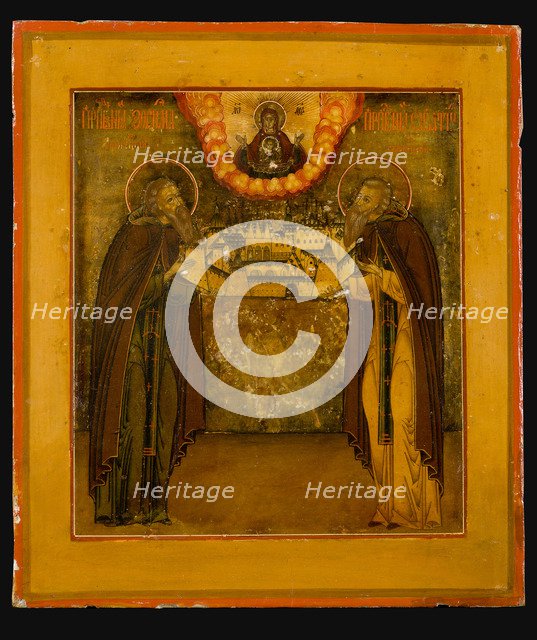 Saints Zosima and Savvatiy of Solovki, Late 18th cent.. Artist: Russian icon  