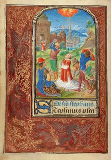 The Stoning of Saint Stephen; Prayer Book of Charles the Bold, 1469. Creator: Lieven van Lathem.