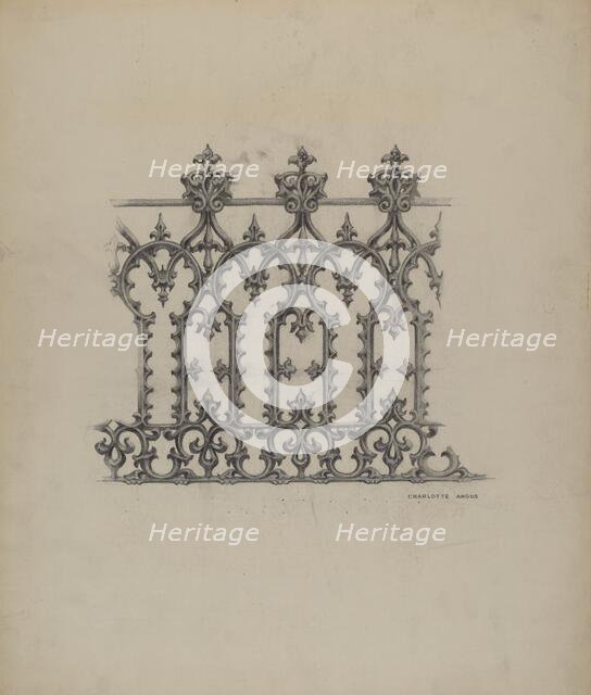 Cast Iron Fence, c. 1937. Creator: Charlotte Angus.