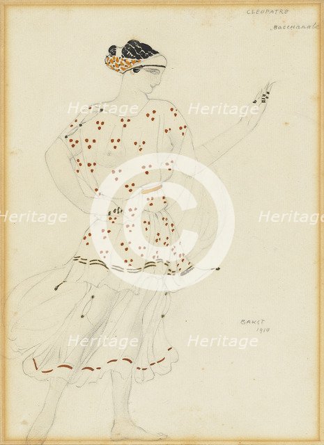 Bacchante. Costume design for the ballet Cleopatra by A. Arensky, 1910.