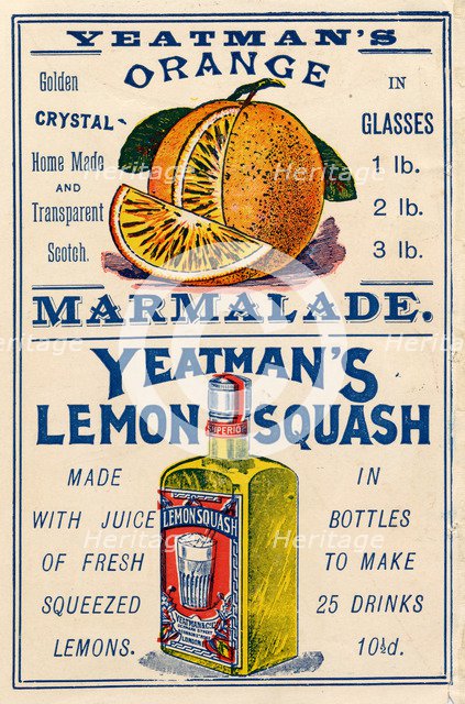 Yeatman's Orange Marmalade & Lemon Squash, 1910s. Artist: Unknown