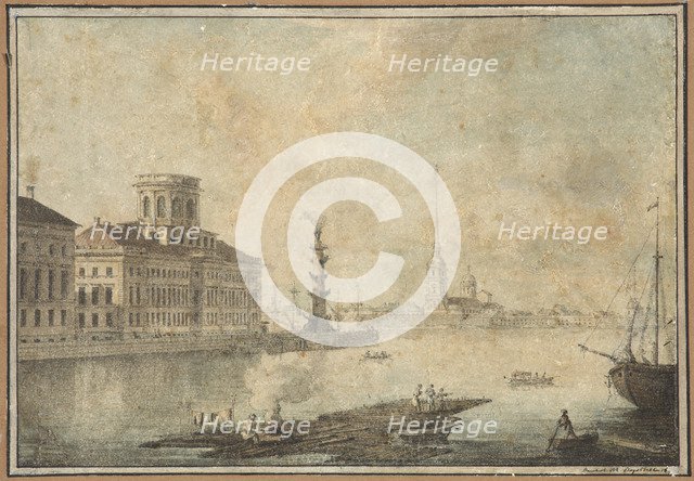 View of the Neva and the Academy of Sciences.