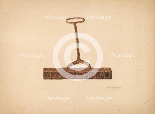 Branding Iron Used for Boxes and Bags, c. 1941. Creator: Ralph Russell.