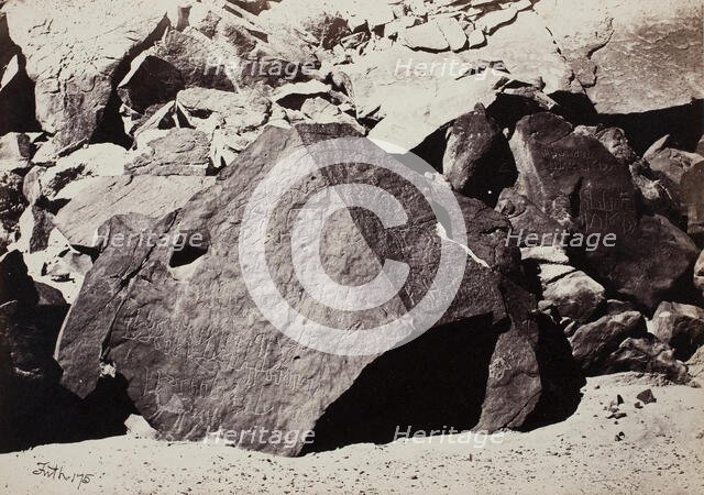 Sinaitic Inscriptions in Wadee El-Mukattab, 1860. Creator: Francis Frith.