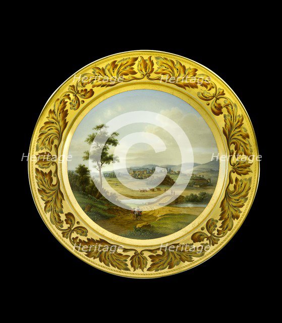 Dessert plate depicting the battlefield of Vimeiro, Portugal, 1810s. Artist: AJ Photographics.