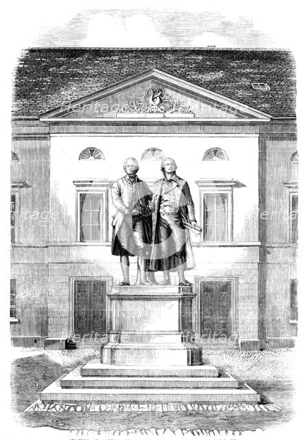 Statues of Goethe and Schiller at Weimar, 1858. Creator: Unknown.