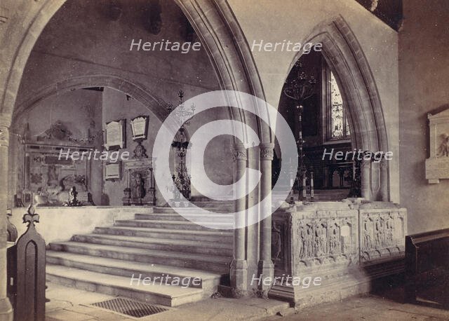 Monuments and Chancel Steps, Tenby Church, 1870s. Creator: Francis Bedford.