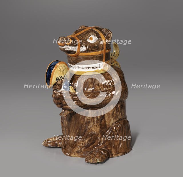 Jug In The Form Of A Bear Holding A Caricature Of Napoleon Bonaparte, c1813. Creator: Unknown.